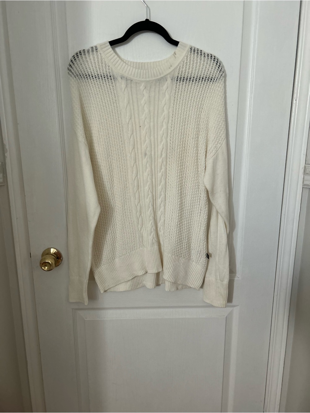 Banana Republic Cream Cable-Front Crewneck Sweater